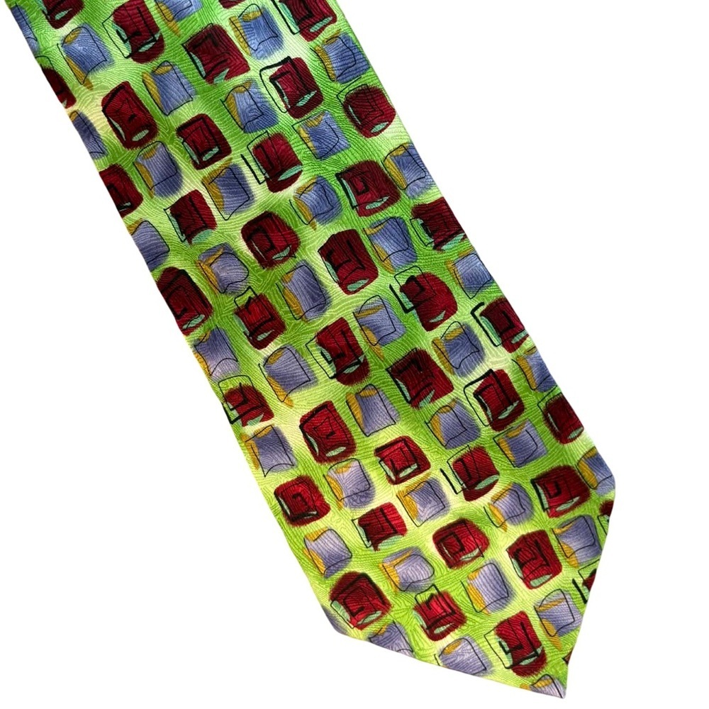 J. Garcia Silk Multicolor Geometric Tie - Picture 2 of 5